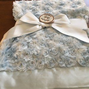 Bearington Bear Baby Blue Swirly Snuggle Hand Crafted Blanket